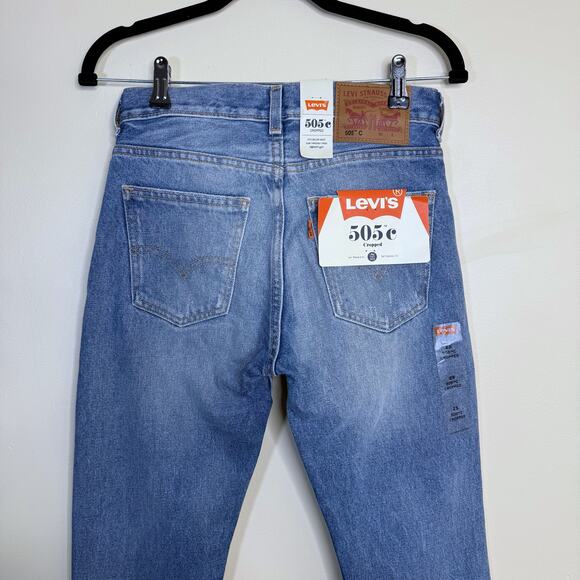 NEW Levi’s 505C Jeans Distressed Denim Orange Tab $158 - Picture 4 of 6